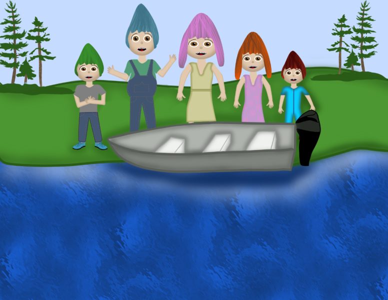 Troll Family Boat Scene