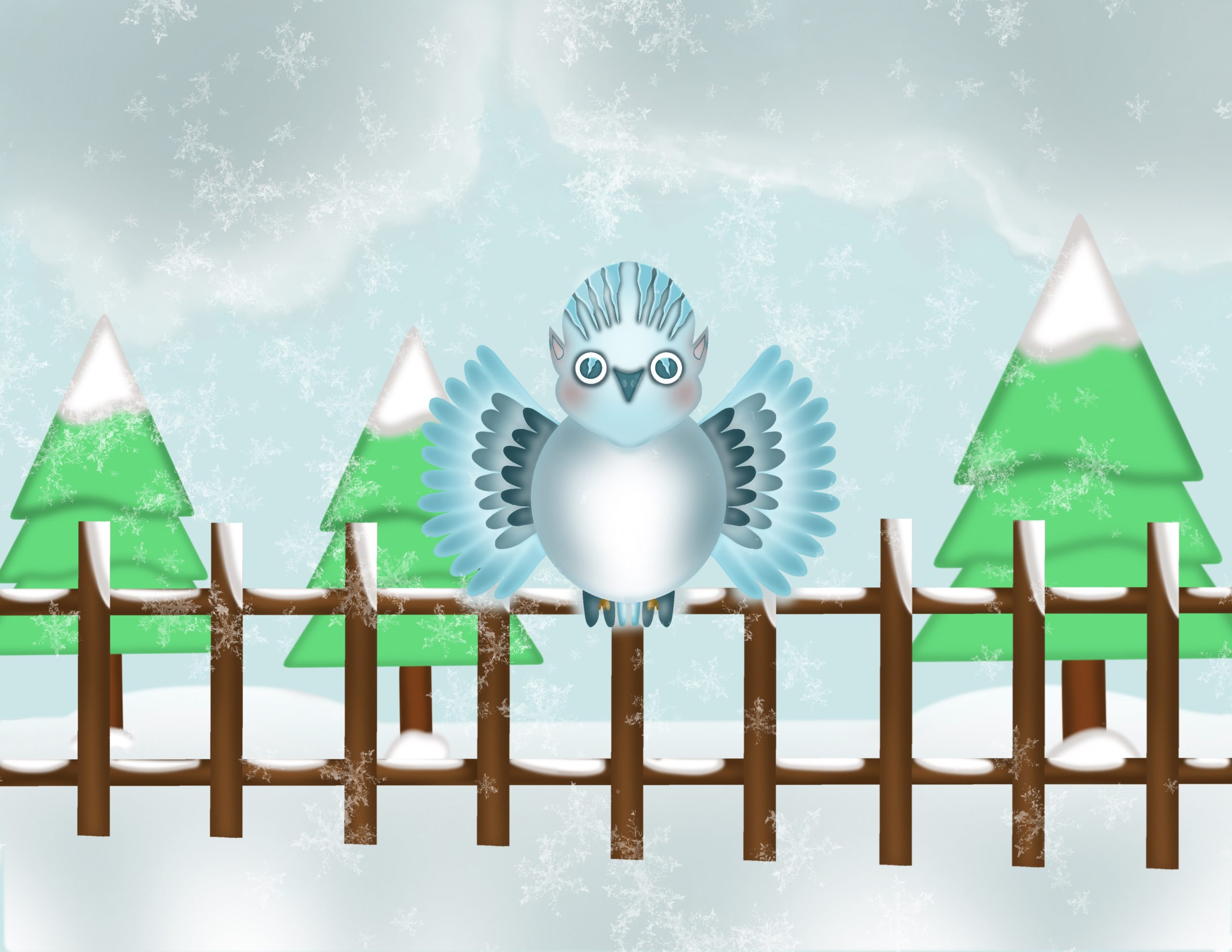 Ice Bird Winter Scene