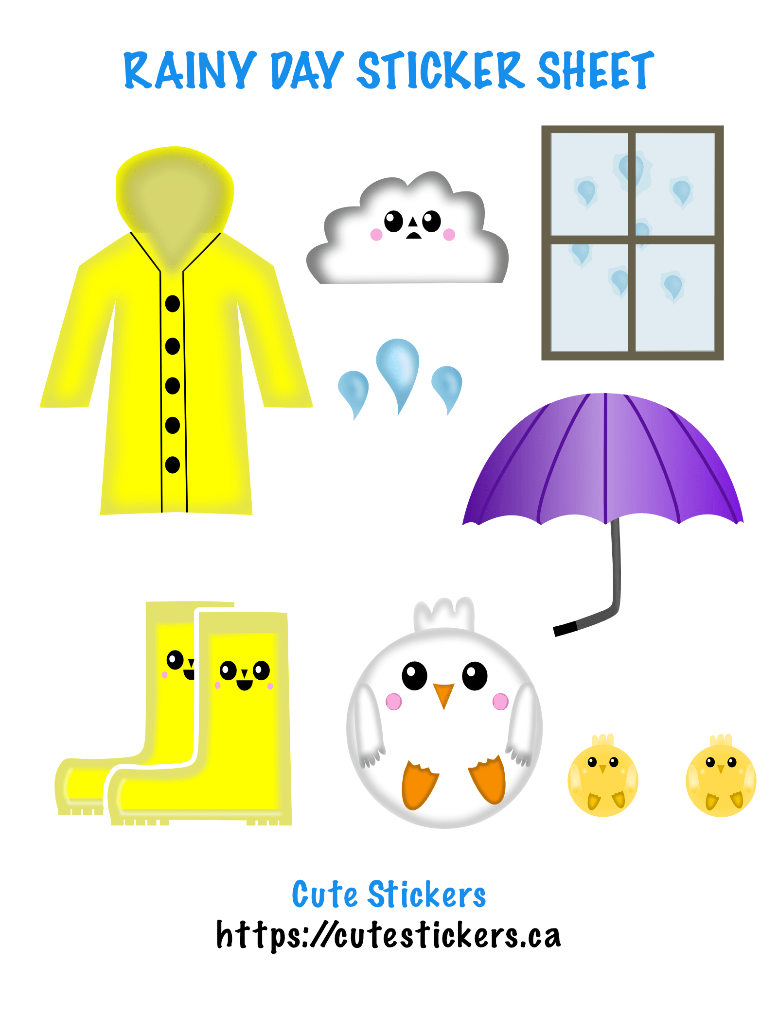 rainy day sticker sheet